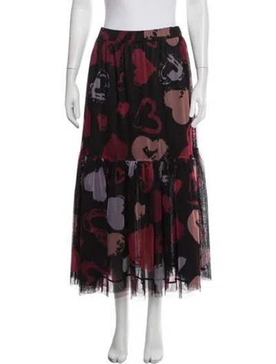 Pre-owned Twinset Graphic Print Long Skirt W/ Tags In Blue