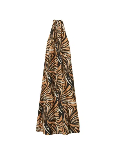 Twinset Graphic-print Maxi Dress In Neutral