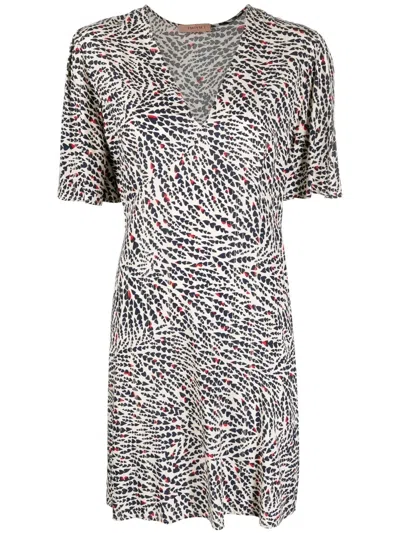 Twinset Graphic-print Midi Dress In Neutrals