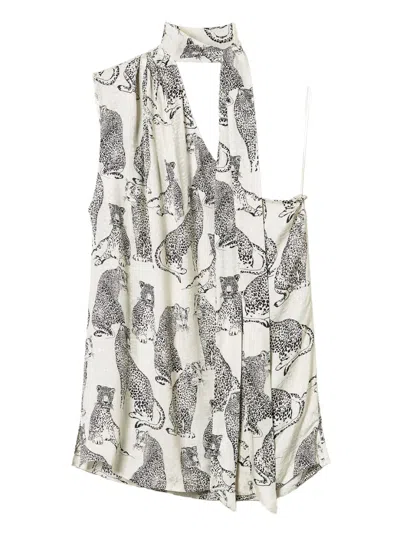 Twinset Graphic-print One-shoulder Blouse In Multi