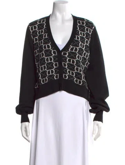 Pre-owned Twinset Graphic Print V-neck Button-up Top In Black