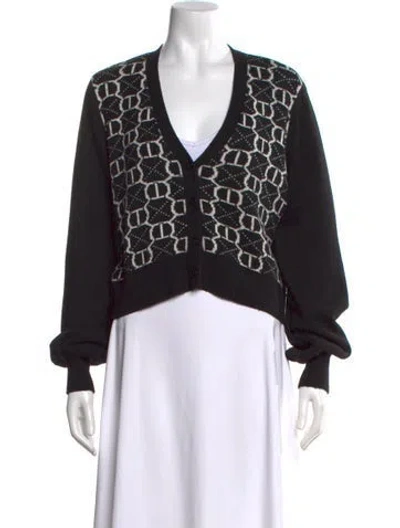 Pre-owned Twinset Graphic Print V-neck Button-up Top In Black
