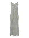 Twinset Green Midi Dress With Lurex-effect In Gray