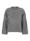 Twinset Grey Crewneck Sequin Sweater In Viscose Blend Woman In Grey