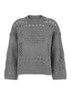 Twinset Grey Crewneck Sequin Sweater In Viscose Blend Woman In Gray