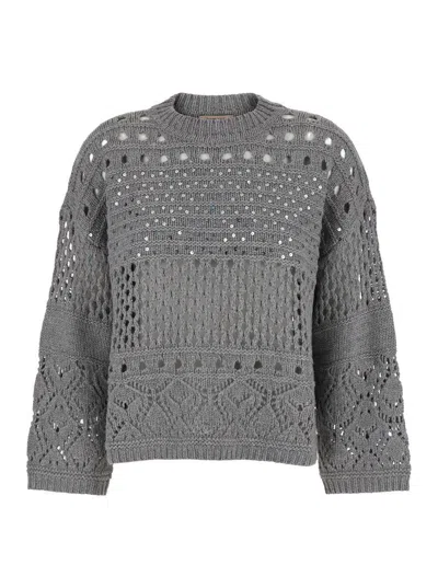 TWINSET GREY CREWNECK SEQUIN SWEATER