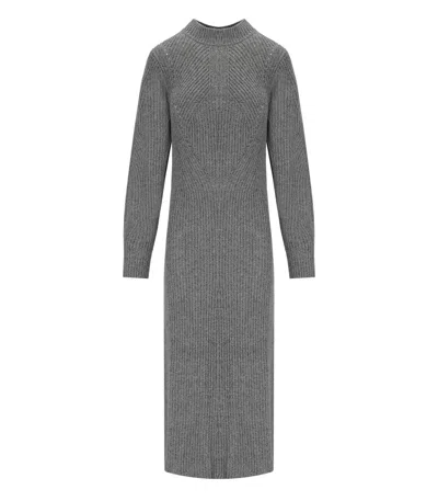 TWINSET GREY KNITTED MIDI DRESS