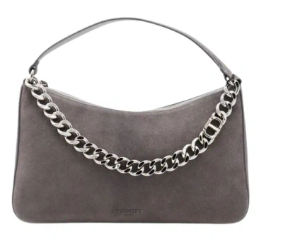 Twinset Twin-set Grey Melange Polyester Cotton Bags In Gray