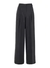 Twinset Grey Palazzo Pants With Logo Plaque On The Rear And Pences In Viscose Blend Stretch Woman In Black