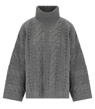 TWINSET GREY TURTLENECK MAXI PULL