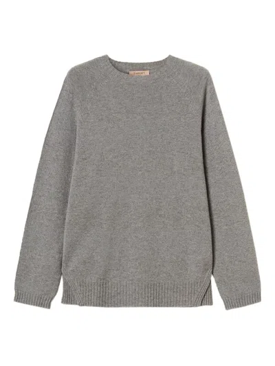 Twinset Twin-set Grey Wool Knit Sweater In Gray