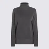 Twinset Twin-set High Neck Relaxed-fit Sweater With Ribbed Detailing In Gray