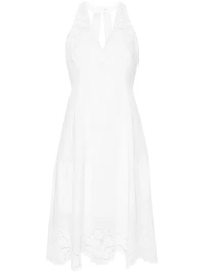 Twinset Guipure-detail Midi Dress In White