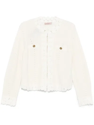 Twinset Guipure-lace Trim Cardigan In White