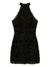 Twinset Short Embroidered Chiffon Dress In Black