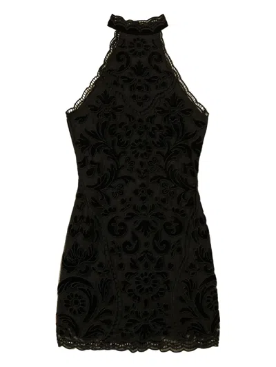 TWINSET HALTER-NECK EMBROIDERED MINI DRESS