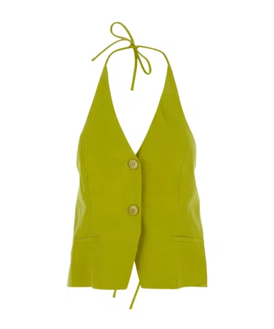 Twinset Halterneck Gilet Jacket In Green