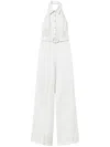 Twinset Twin-set White Wide-leg Jumpsuit With Halter Neck And Belted Waist In 白色