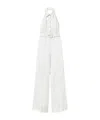 Twinset Twin-set White Wide-leg Jumpsuit With Halter Neck And Belted Waist