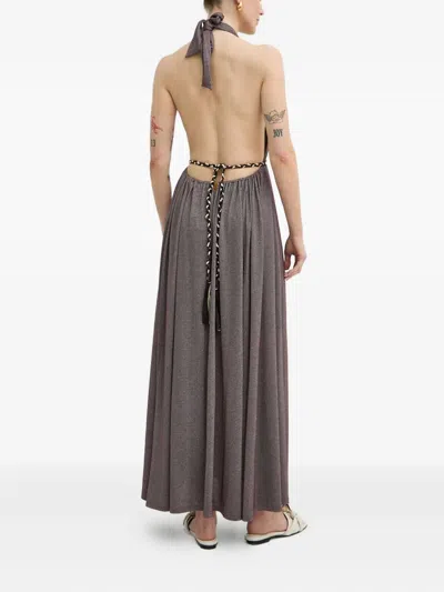 Twinset Halterneck Maixi Dress In Black