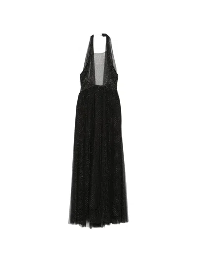 Twinset Halterneck Maxi Dress In Black