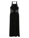 Twinset Long Satin Halterneck Dress With Lace In Black