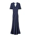 Twinset Hammered Satin Maxi Dress In Blue