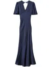Twinset Hammered Satin Maxi Dress In Blue
