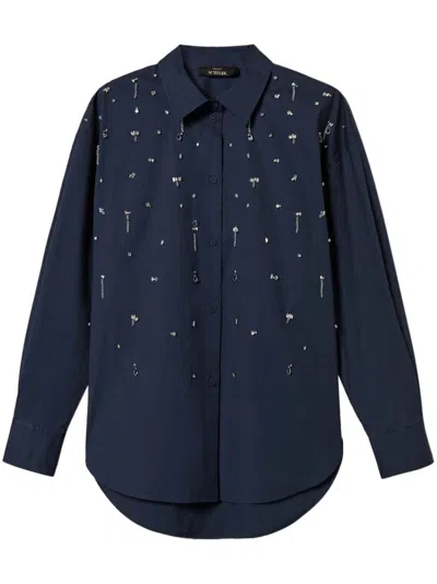 Twinset Hand-embroidered Shirt In Blue