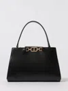 Twinset Twin-set Structured Black Handbag With Gold-tone Clasp In Black