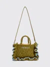 Twinset Mustard Yellow Rectangular Knit Handbag In Yellow