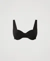 Twinset Haut De Maillot De Bain À Armatures Avec Fronces In Black