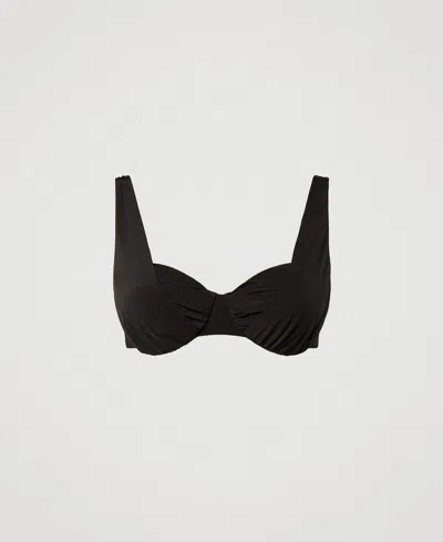 Twinset Haut De Maillot De Bain À Armatures Avec Fronces In Black