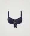 Twinset Jacquard Underwired Bikini Top With Ring In Blue