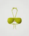 Twinset Haut De Maillot De Bain Bandeau Avec Cordon De Serrage In Green