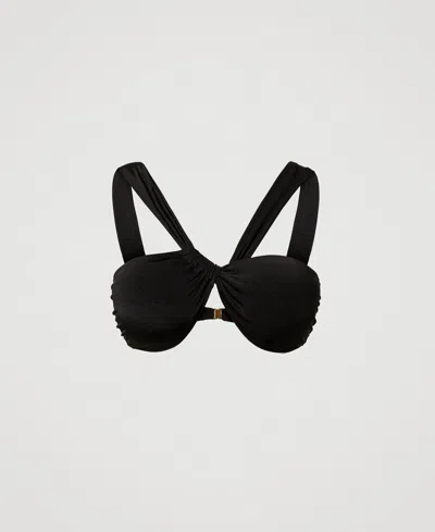 Twinset Haut De Maillot De Bain Bandeau Avec Fronces In Black
