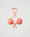 Twinset Haut De Maillot De Bain Bandeau Avec Perles In Neutral