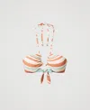 Twinset Striped Bandeau Bikini Top In Orange