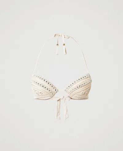 Twinset Haut De Maillot De Bain Push-up Avec Broderie In Multi