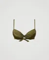 Twinset Haut De Maillot De Bain Push-up Avec Fronces In Green