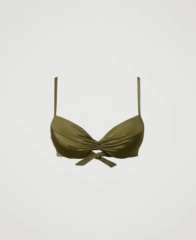 Twinset Haut De Maillot De Bain Push-up Avec Fronces In Green