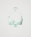 Twinset Push-up Bikini Top With A Foulard Print In Blue