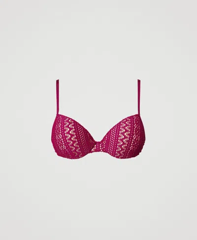 Twinset Haut De Maillot De Bain Push-up Effet Dentelle In Pink