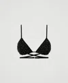 Twinset Haut De Maillot De Bain Triangle Avec Broderie In Black