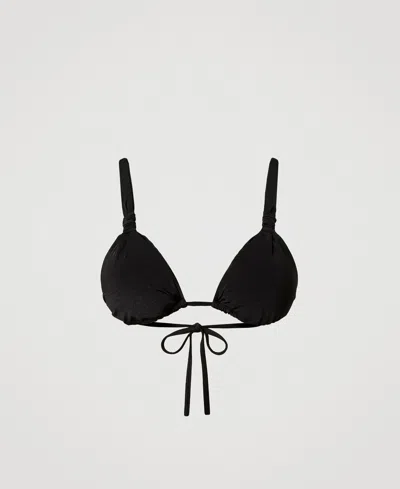 Twinset Haut De Maillot De Bain Triangle Avec Fronces In Black