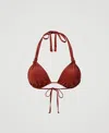 Twinset Haut De Maillot De Bain Triangle Avec Fronces In Red