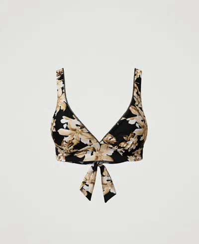 Twinset Haut De Maillot De Bain Triangle Avec Imprimé Floral In Blue