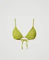 Twinset Lace-effect Triangle Bikini Top In Green