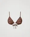 Twinset Haut De Maillot De Bain Triangle Effet Dentelle In Brown