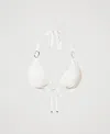 Twinset Haut De Maillot De Bain Triangle Jacquard Avec Anneaux In White